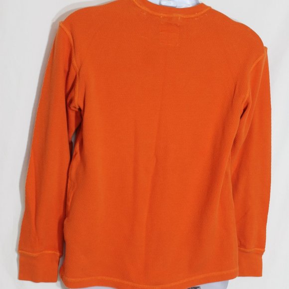 NAUTICA JEANS CO. Orange Thermal Shirt Size Large Long Sleeve Crew Neck Embossed - Picture 2 of 10